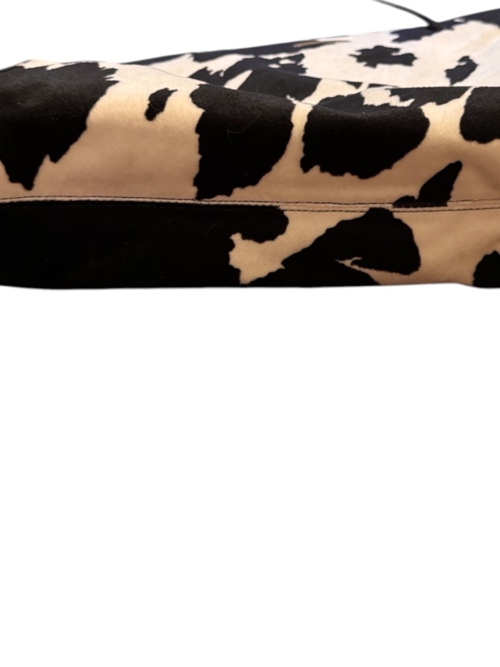 Nine West Black & Cream Cow Print Fuzzy Tote Bag EUC - Picture 4 of 5